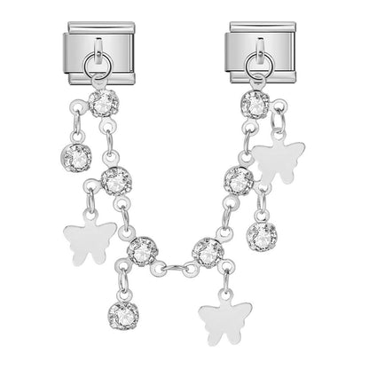 Butterfly and star pendant italian modular bracelet - stainless steel double hook diy stretch bracelet accessories