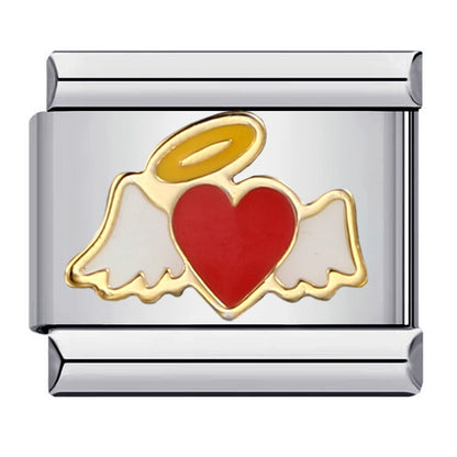 Photo Angel Gold Plated Enamel Italian Charm Links Stainless Steel