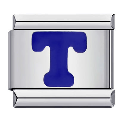 Blue Enamel Alphabet Stainless Steel Italian Charm Links