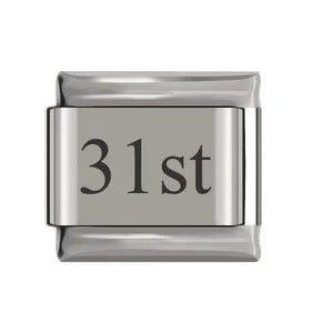 Laser Engraved Date Stainless Steel Italian Charm Links