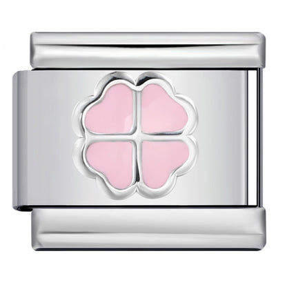 Color Enamel Four Leaf Clover Stainless Steel Italian Charm Links