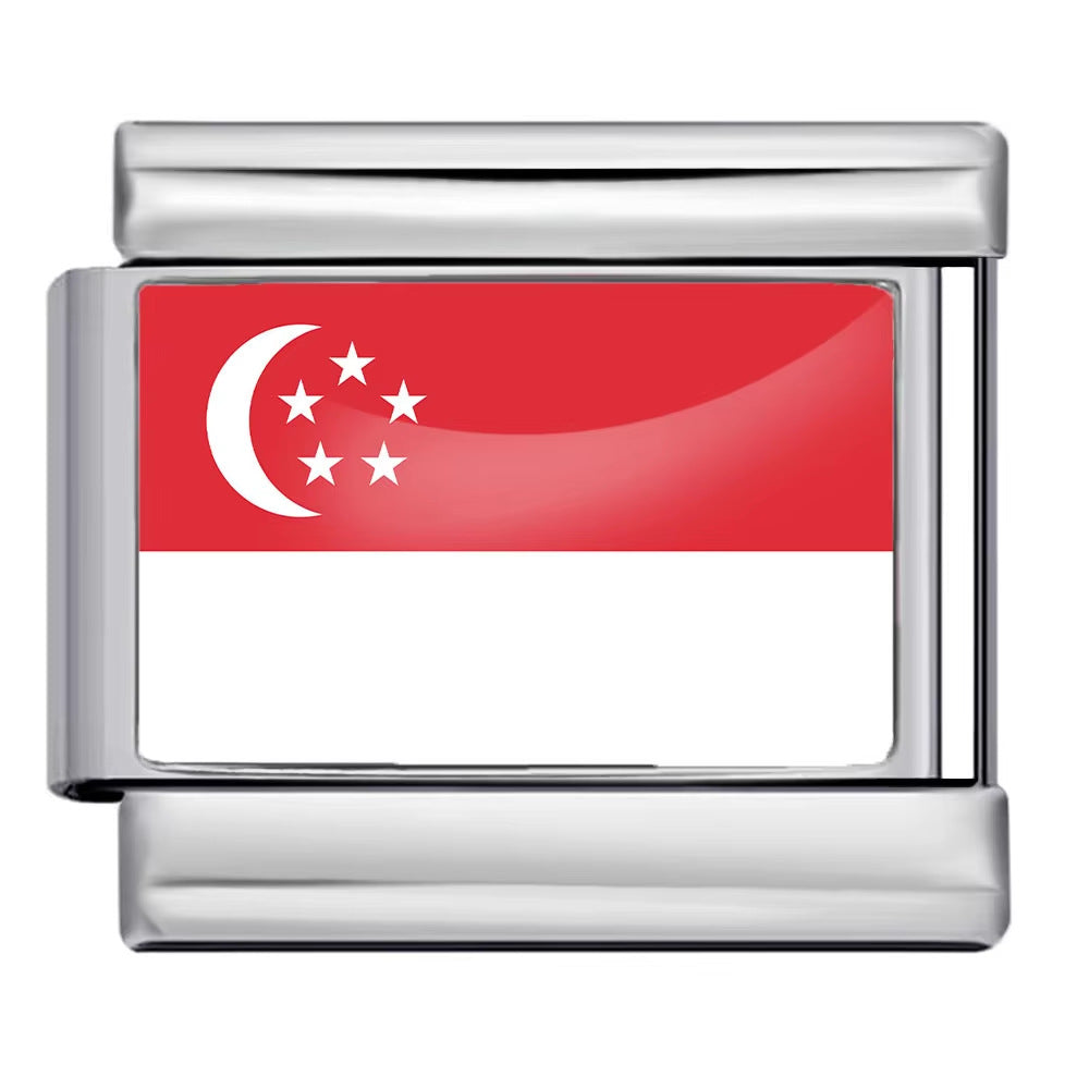 Hot-selling new world flag photo epoxy series stainless steel diy italian module bracelet accessories wholesale