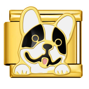 Pet Dog Italian Charm Gold Silver Enamel Stainless Steel