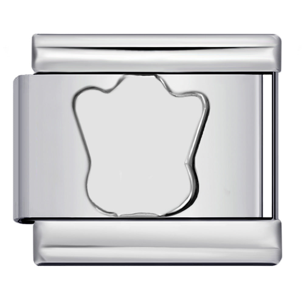 Concave Silver Stamped Stainless Steel Italian Charm Links