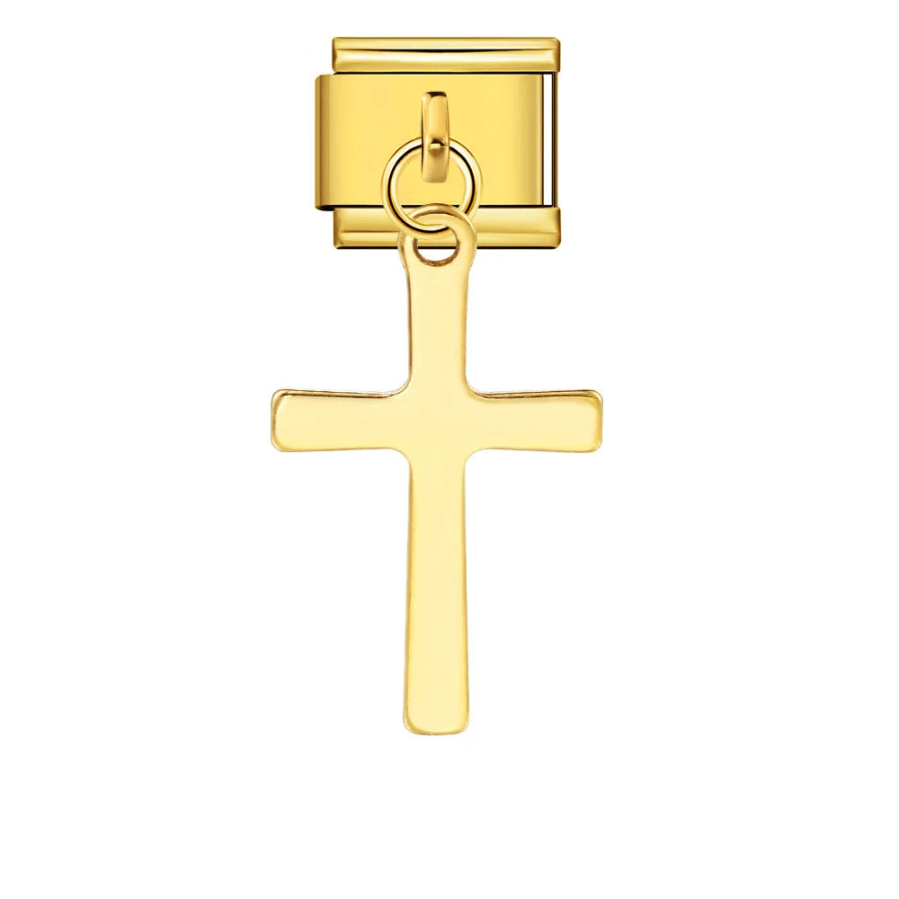 Cross pendant hook style italian modular bracelet diy elastic splicing stainless steel watch band chain accessories