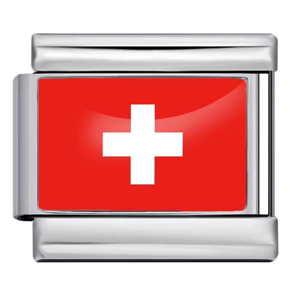 Hot-selling new world flag photo epoxy series stainless steel diy italian module bracelet accessories wholesale