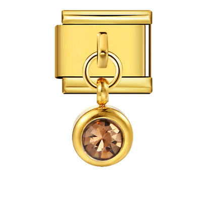 Colorful birthstone gold and silver base round pendant italian module stainless steel hook fashionable versatile bracelet