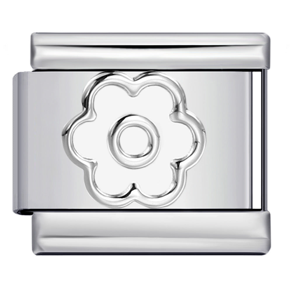 Concave Silver Stamped Stainless Steel Italian Charm Links