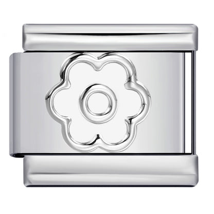 Concave Silver Stamped Stainless Steel Italian Charm Links