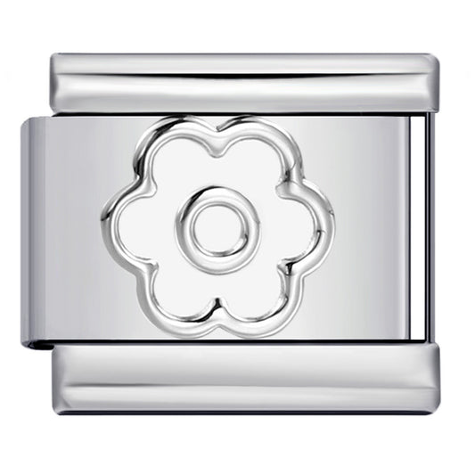 Concave Silver Stamped Stainless Steel Italian Charm Links