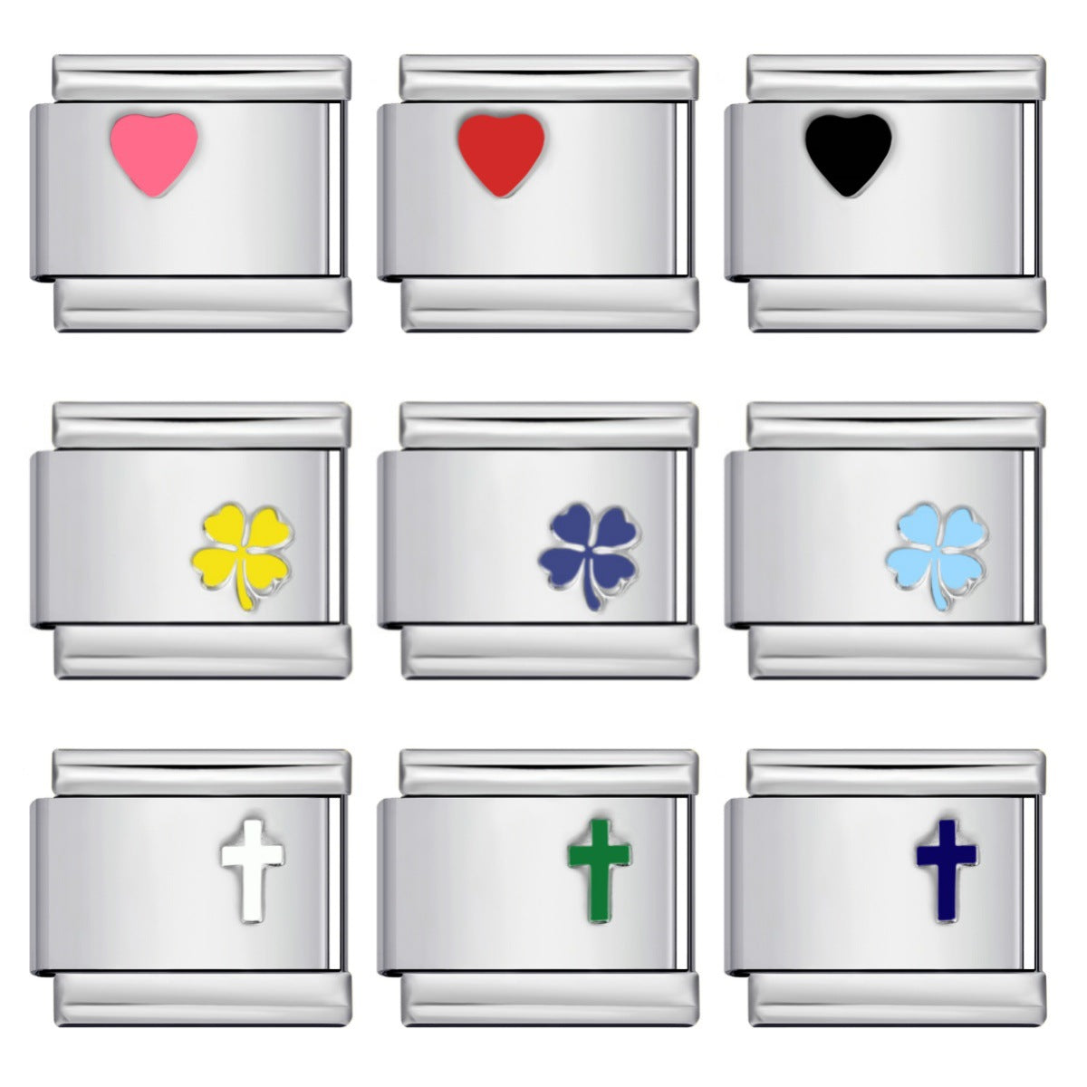 Color Enamel Stamped Stainless Steel Italian Charms