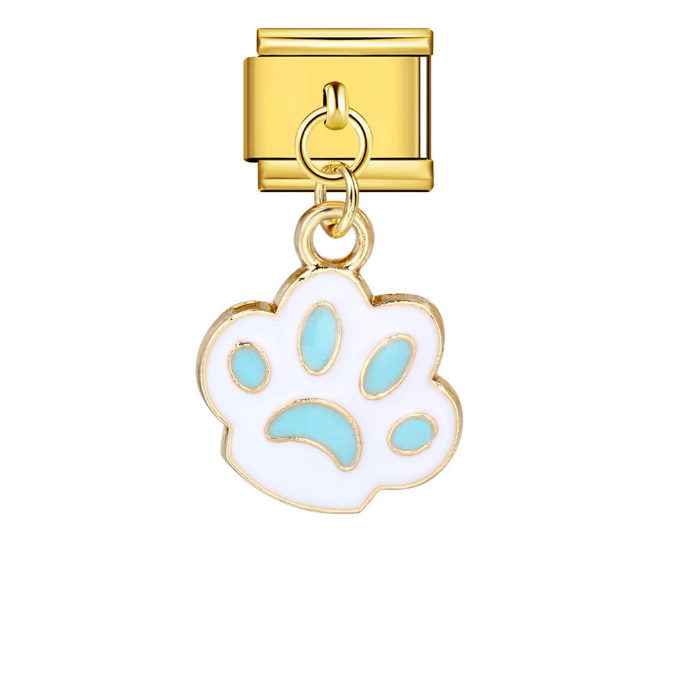 Color Enamel Paw Hook Stainless Steel Italian Charm Links