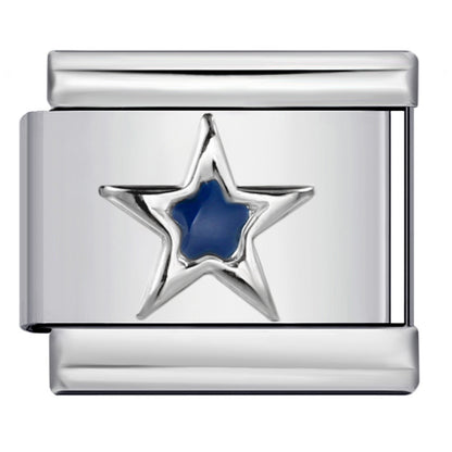 Star Eye Stamped Enamel Italian Charm Stainless Steel