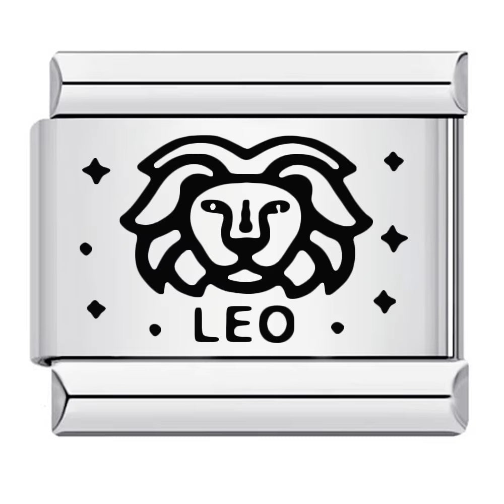 Cross-border hot-selling laser engraved 12 zodiac sign elements stainless steel diy italian modular bracelet bangle accessories