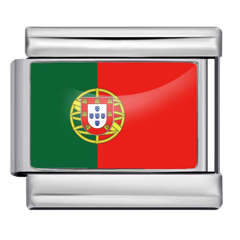 Hot-selling new world flag photo epoxy series stainless steel diy italian module bracelet accessories wholesale
