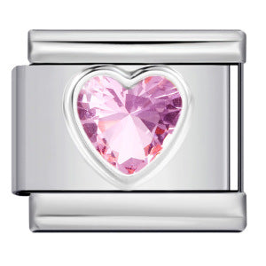 Heart Micro Paved Color Stone Italian Charm Stainless Steel