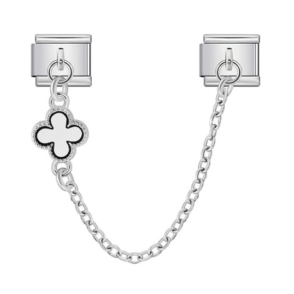 Double Hook Heart Pendant Stainless Steel Italian Charm Links