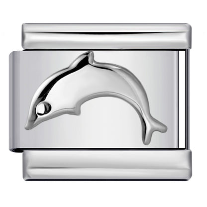 Convex Silver Stamped Italian Charm Stainless Steel