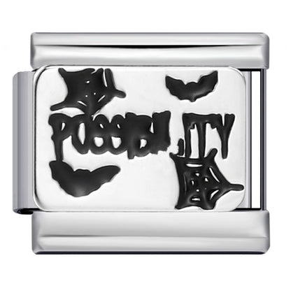 Black gold-plated oil drop cartoon DIY Italian module bracelet, personalized welding pattern stainless steel bracelet