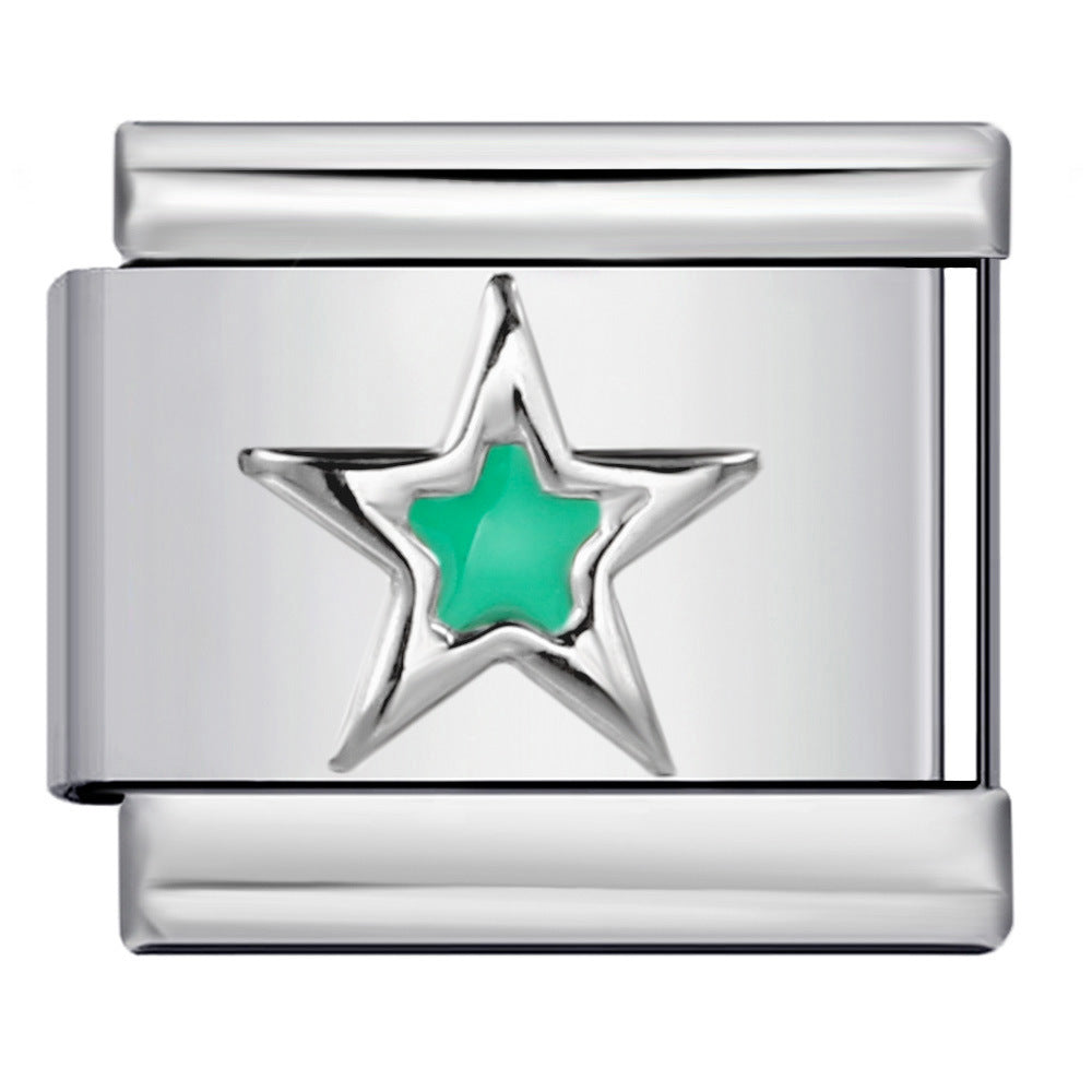 Star Eye Stamped Enamel Italian Charm Stainless Steel