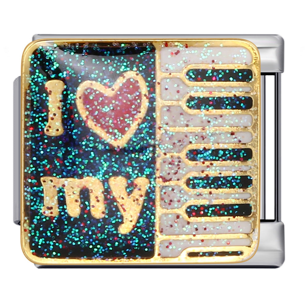 Music Theme Welded Italian Charm Stainless Steel