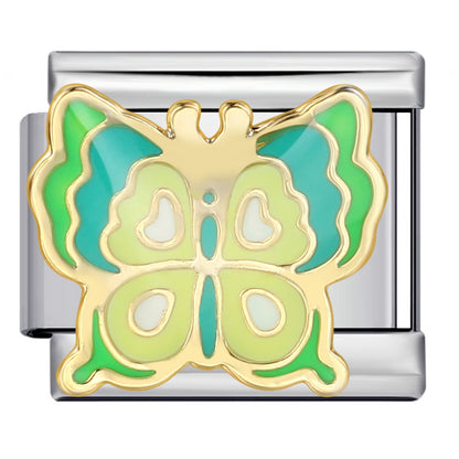 Color butterfly Italian module bracelet, welding pattern drip DIY bracelet Italian charm