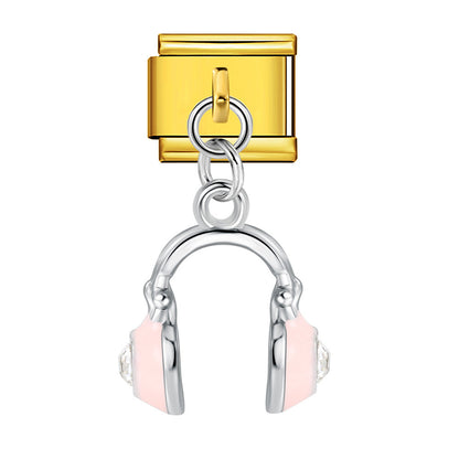 Silver Base Micro Pave Zircon Cute Pendant Italian Charm Links