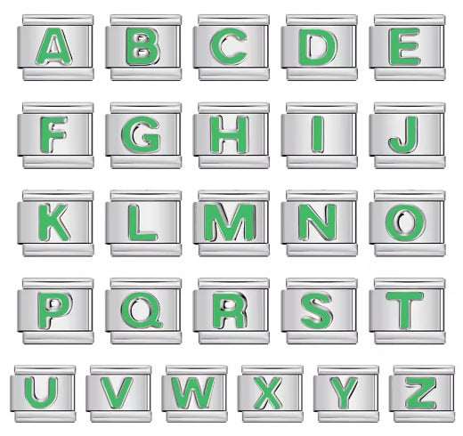6 Colors Concave Letter Italian Charms Stamped Enamel