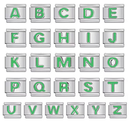 6 Colors Concave Letter Italian Charms Stamped Enamel