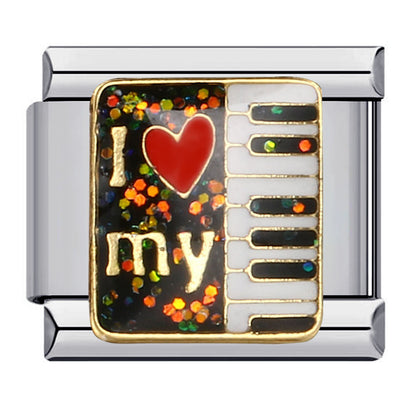 Music Theme Welded Italian Charm Stainless Steel