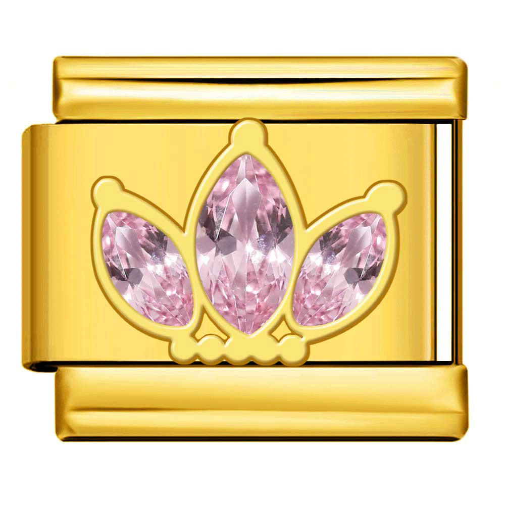Gold Silver Rhinestone Italian Charm Gold Plated Stainless Steel