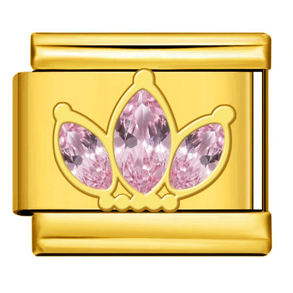 Gold Silver Rhinestone Italian Charm Gold Plated Stainless Steel