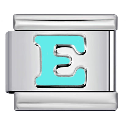 Sky Blue Letter Italian Charm Stainless Steel DIY Charms