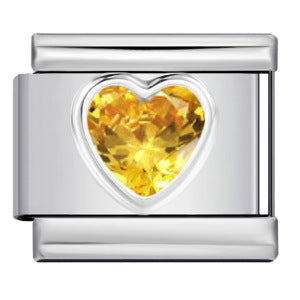 Heart Micro Paved Color Stone Italian Charm Stainless Steel