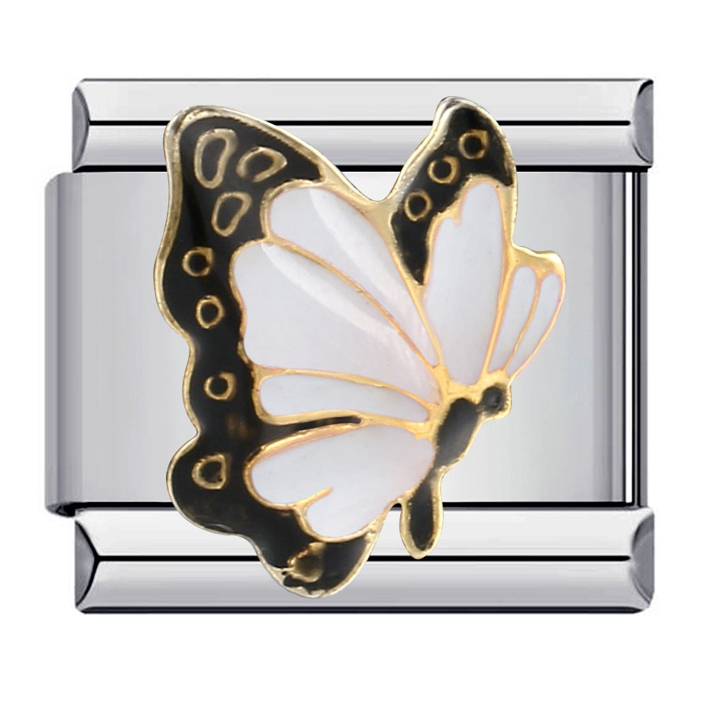Color butterfly Italian module bracelet, welding pattern drip DIY bracelet Italian charm