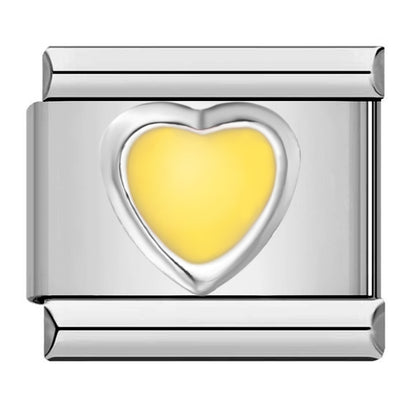 Stainless steel heart butterfly stamped pattern colorful enamel diy italian charm