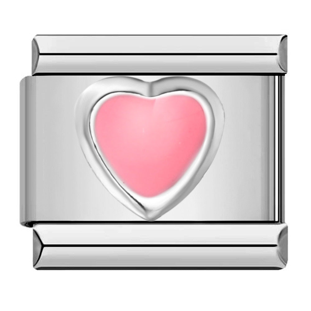 Stainless steel heart butterfly stamped pattern colorful enamel diy italian charm