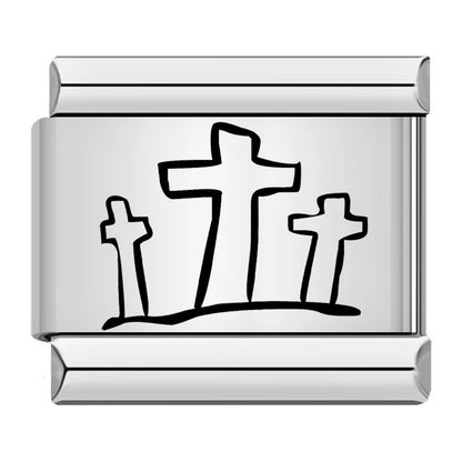 Stainless Steel Laser Engraved Cross Italian Module Bracelet DIY Strap Chain Italian Charms