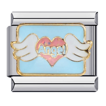 Photo Angel Gold Plated Enamel Italian Charm Links Stainless Steel