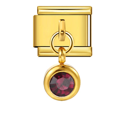 Colorful birthstone gold and silver base round pendant italian module stainless steel hook fashionable versatile bracelet