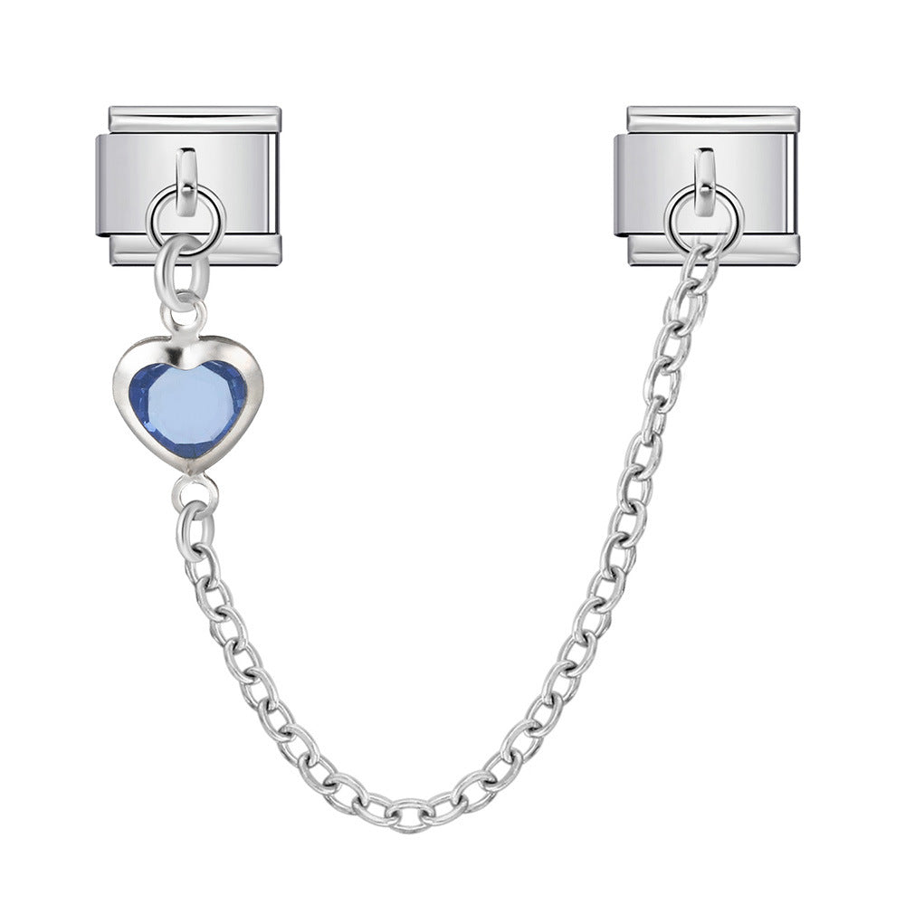 Double Hook Heart Pendant Stainless Steel Italian Charm Links