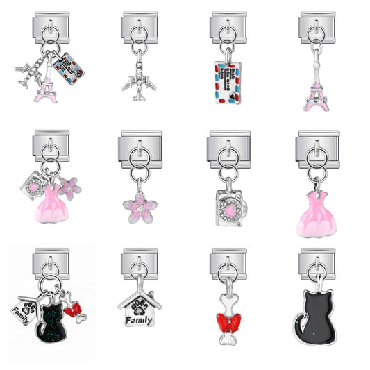 Single Animal Pendant Italian Modular Bracelet, Hook Strap Chain Italian Charm