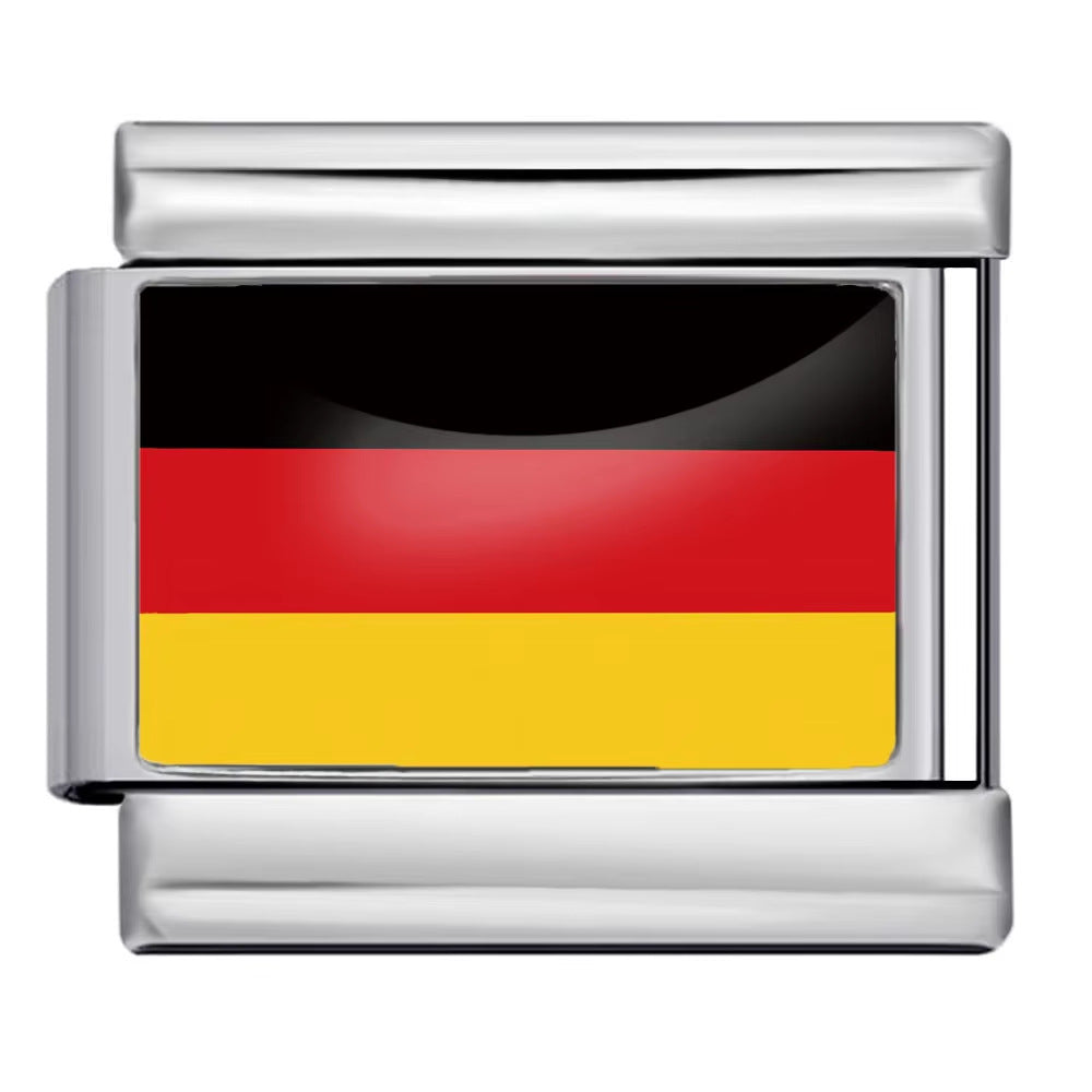 Hot-selling new world flag photo epoxy series stainless steel diy italian module bracelet accessories wholesale