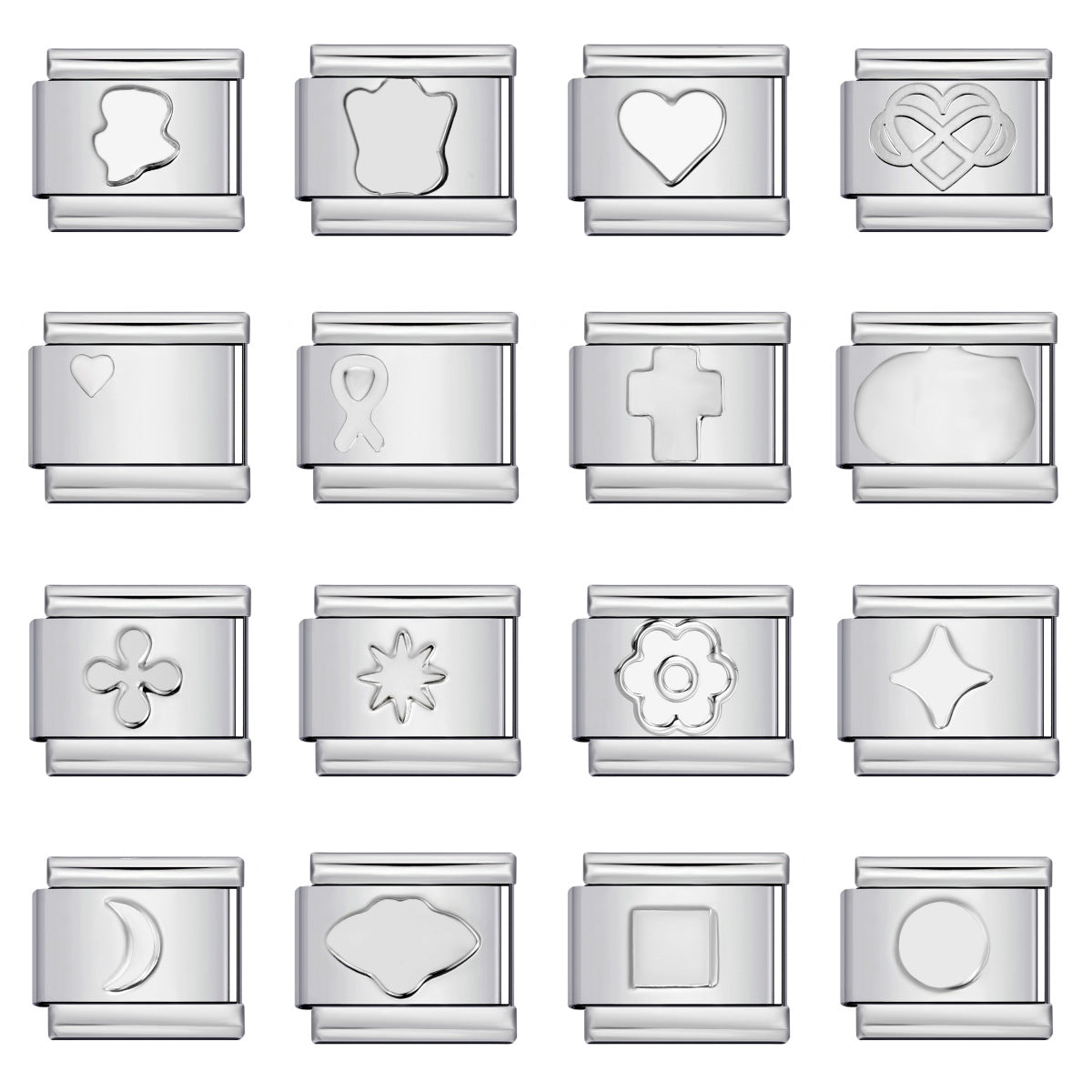 Concave Silver Stamped Stainless Steel Italian Charm Links