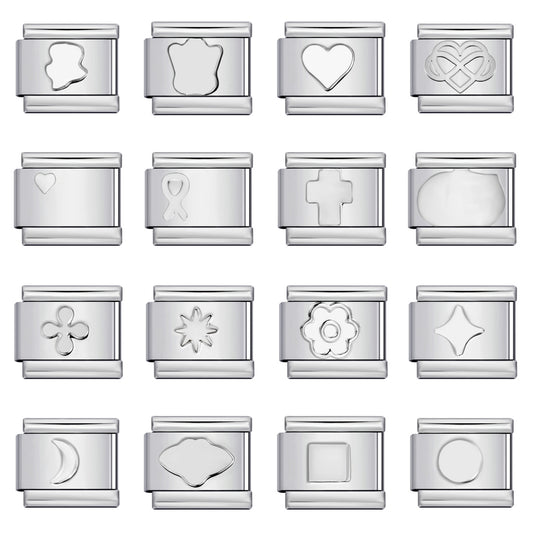 Concave Silver Stamped Stainless Steel Italian Charm Links
