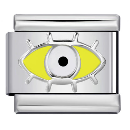 Star Eye Stamped Enamel Italian Charm Stainless Steel