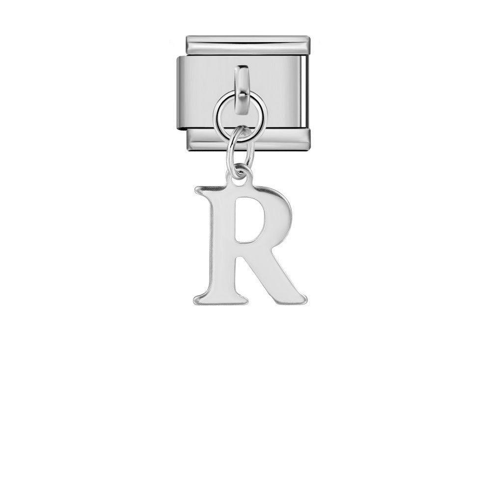 Silver minimalist letter Italian module bracelet, stainless steel handmade DIY hook elastic splicing bracelet accessories