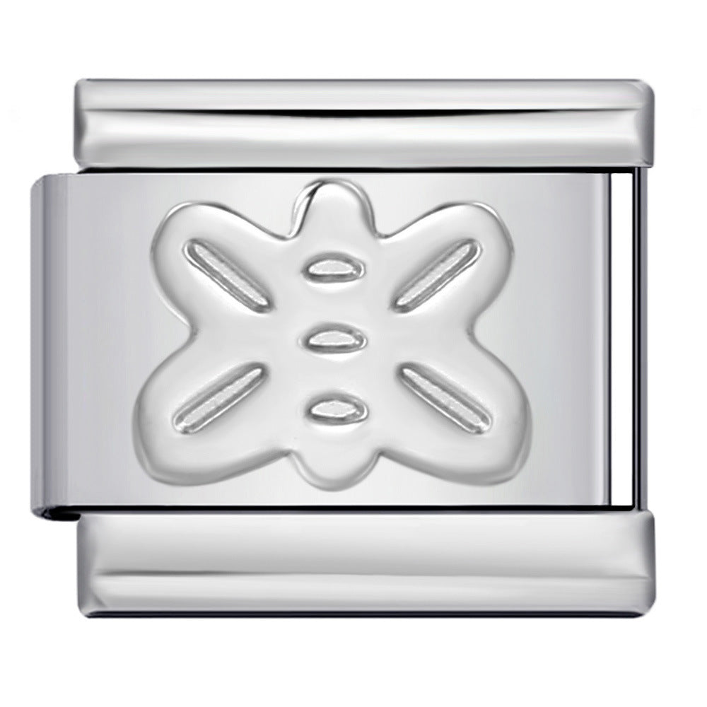 Convex Silver Stamped Italian Charm Stainless Steel