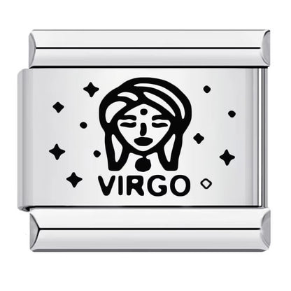 Cross-border hot-selling laser engraved 12 zodiac sign elements stainless steel diy italian modular bracelet bangle accessories