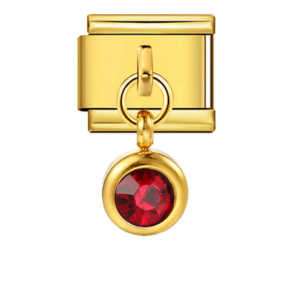 Colorful birthstone gold and silver base round pendant italian module stainless steel hook fashionable versatile bracelet